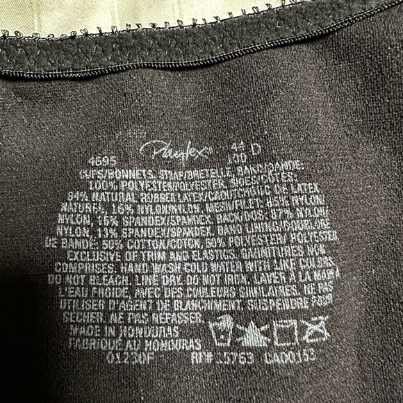 Playtex 18 Hour Bra 44D Wireless Black Front Close 4695 Back Support Minimizer - Picture 14 of 15